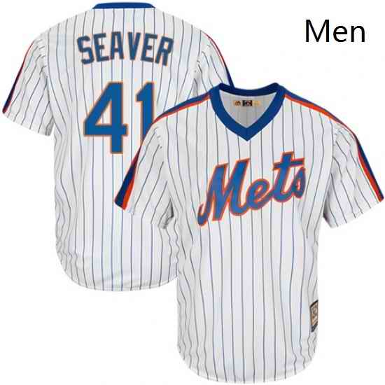 Mens Majestic New York Mets 41 Tom Seaver Authentic White Cooperstown MLB Jersey